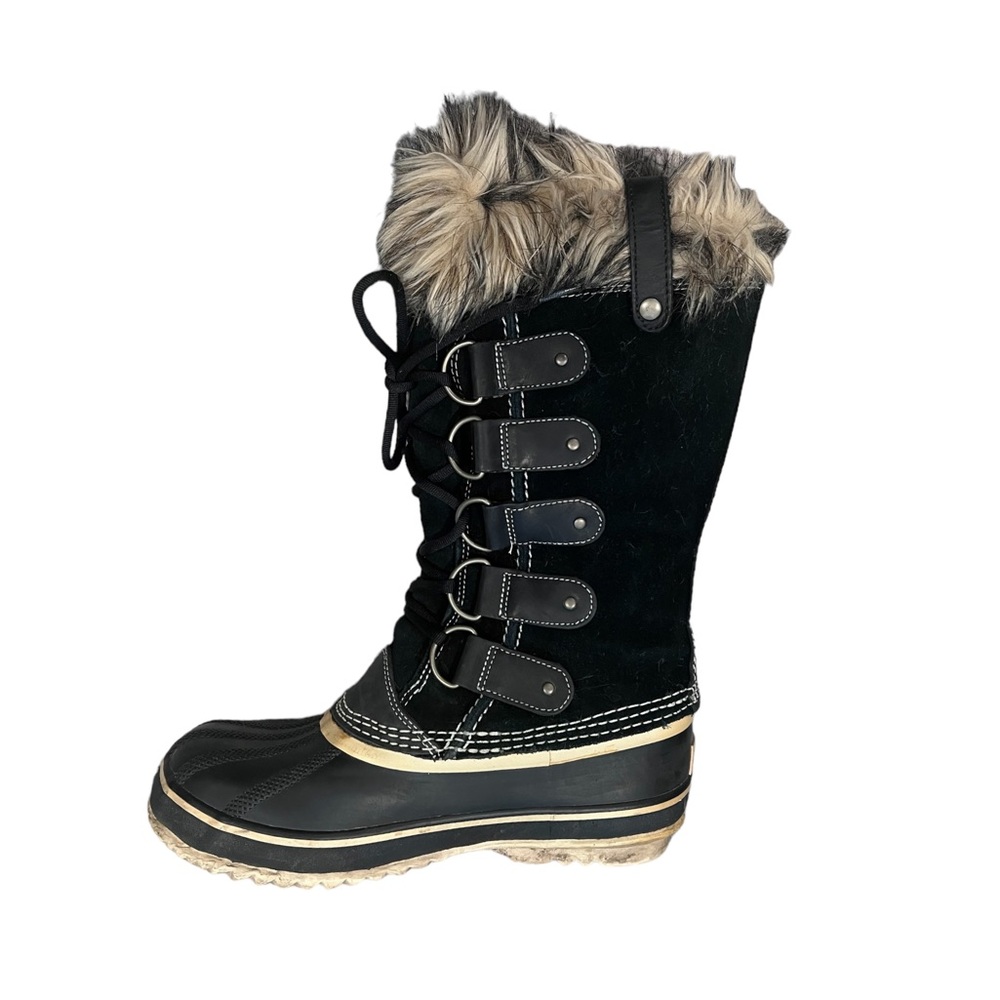 Sorel JOAN OF ARCTIC BOOT Women's 8 Black with Brown Faux Fur